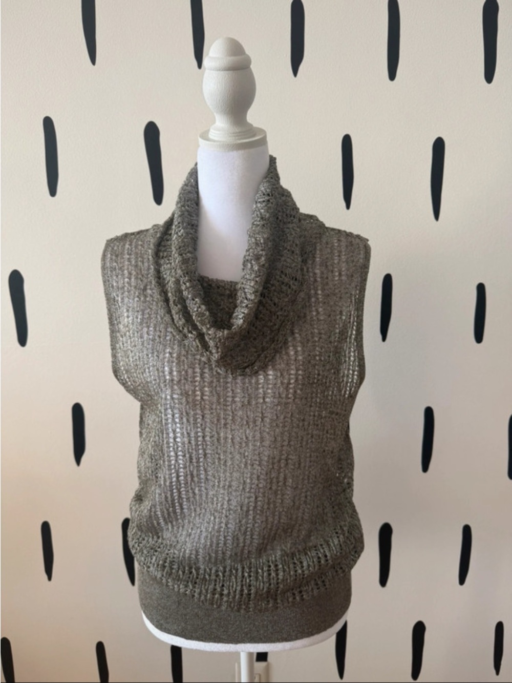 NWT PILCRO Anthropologie Open-Knit Cowl Neck Sleeveless Top -Code 1371